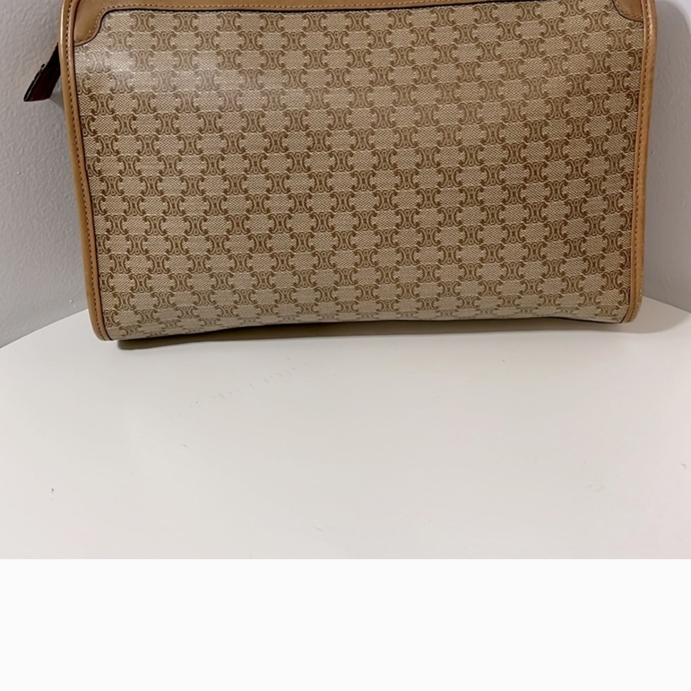 Celine Brown and Tan Clutch Bag with Leather Trim *FINAL PRICE* - Picture 4 of 13